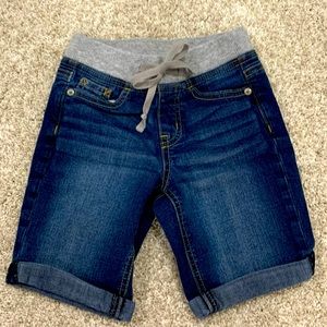 Justice denim comfort waist midi denim shirts, size 8 Slim